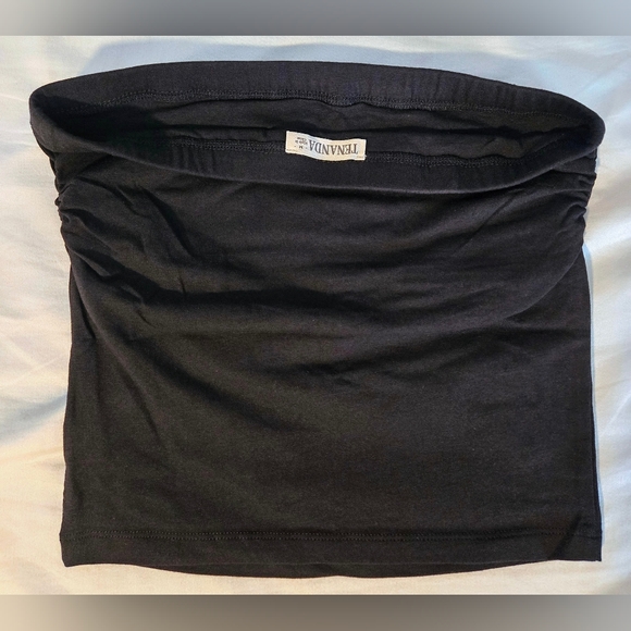 Women's Medium Black Basic Casual Ruched Side Stretchy Tube Top NWOT - Picture 4 of 4